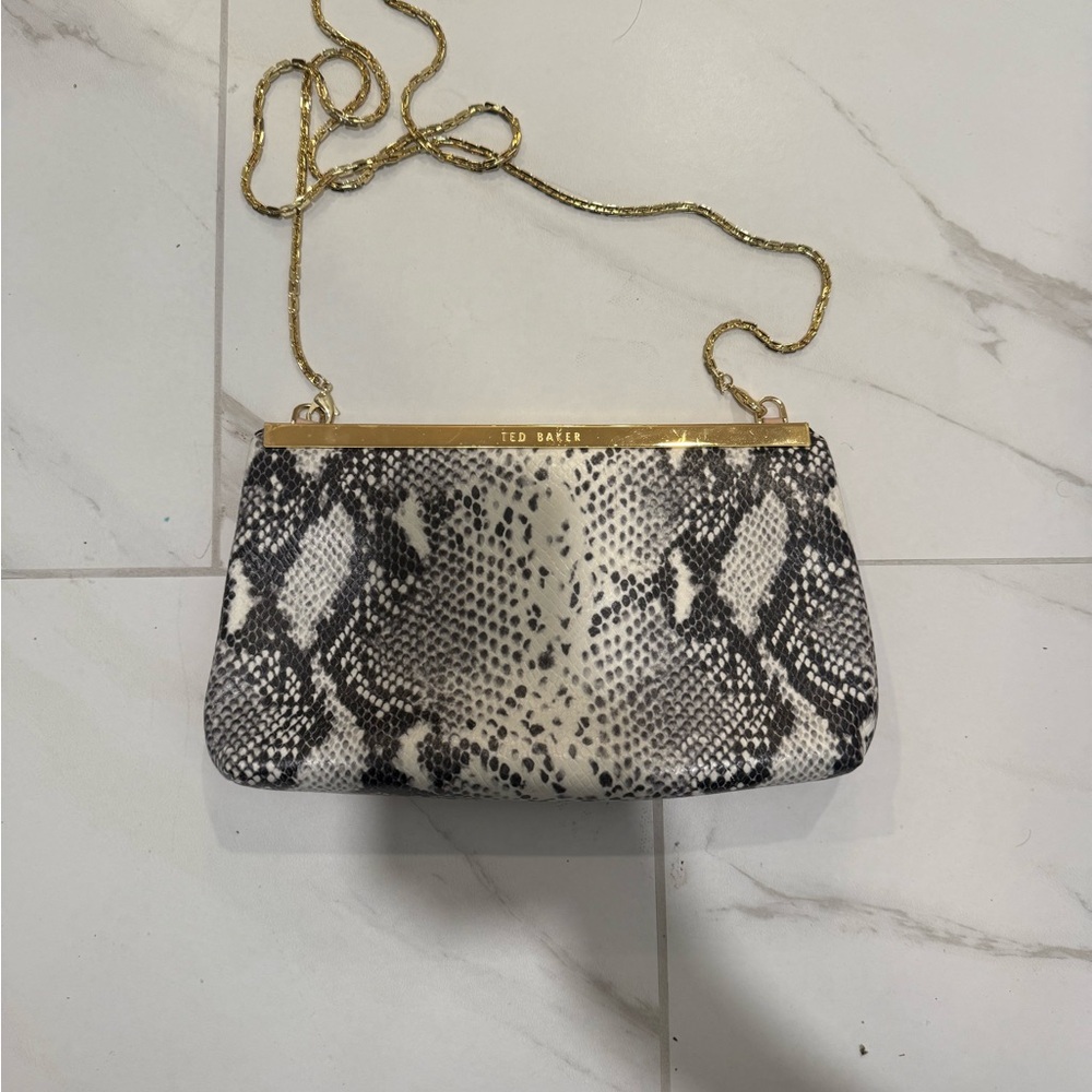 Ted Baker Gold and Black Snakeskin Clutch